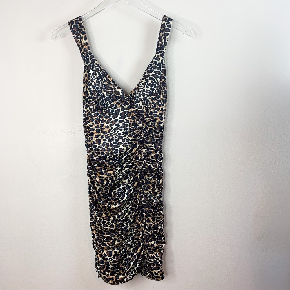 City Cheetah Ruched Fitted Dress